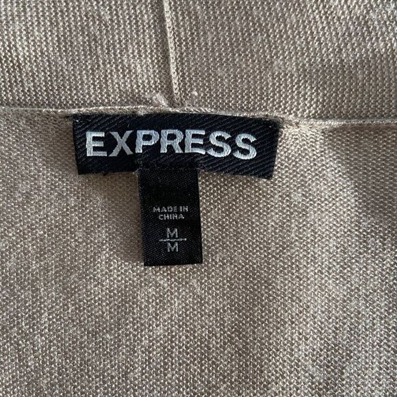 Express Taupe Waterfall Cardigan Sweater Size M Rayon Polyester - Picture 3 of 8
